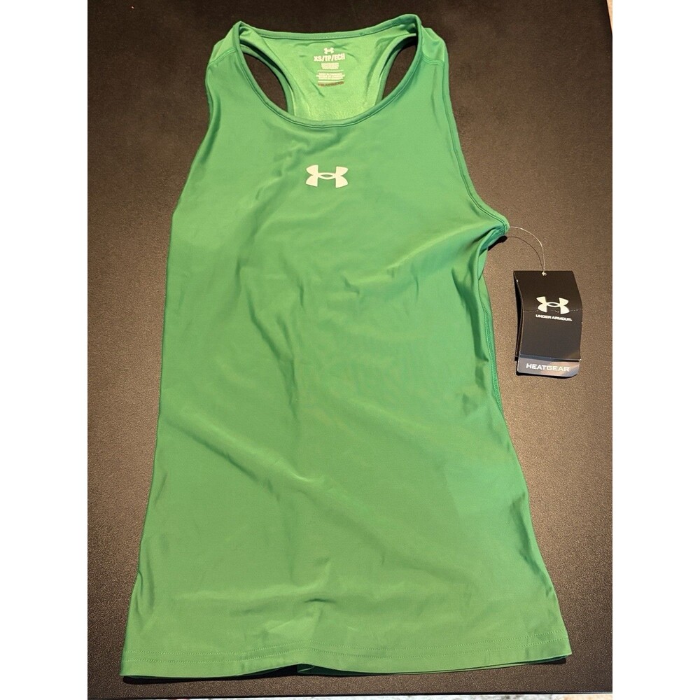 Under Armour HeatGear Womens XS Green Compression Racerback Tank Top NWT